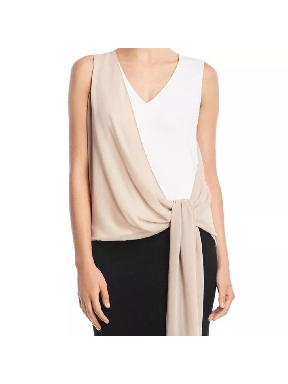 NWT Bailey 44 Side Tie Top Draped V Neck XL Neutral Quiet Luxury Fairy Chic - Picture 12 of 15
